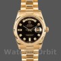 Replique Hommes Rolex Day-Date 36mm Hommes-118238-Or jaune Cadran noir diamant Noir