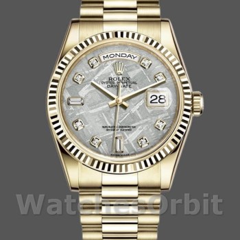 Replique Rolex Day-Date 36mm Unisex-118238-Or jaune-Diamant Cadran Météorite Météorite<br />