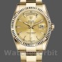 Replique Rolex Day-Date 36mm Unisexe-118238-Or jaune - Lunette cannelée - Cadran champagne Luxe
