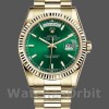 Replique Rolex Day-Date 36mm Unisexe-118238-Or jaune Lunette cannelée Cadran vert Vert
