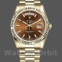 Replique Rolex Day-Date 36mm Unisex-118238-Or jaune-Index Cadran Cognac <span style=