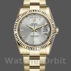 Replique Rolex Day-Date 36mm Unisex-118238-Or jaune Cadran argenté Lunette cannelée Argenté