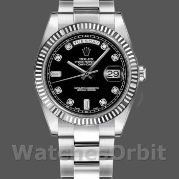 Replique Rolex Day-Date 36mm Unisex-118239-Diamants noirs Cadran noir<br />