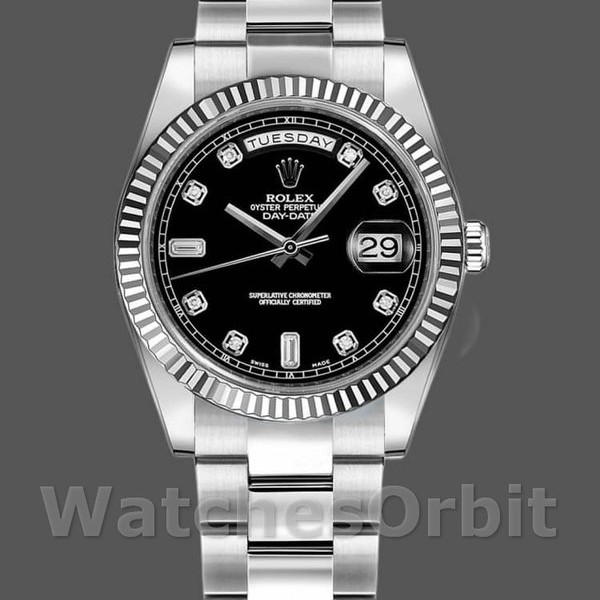 Replique Rolex Day-Date 36mm Unisex-118239-Diamants noirs Cadran noir<br />