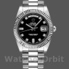 Replique Rolex Day-Date 36mm Unisex-118239-Diamants noirs Cadran Lunette cannelée Noir