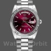 Replique Rolex Day-Date 36mm Femmes-118239-Cherry Cadran Rouge-Cerise Lunette Cannelée Cerise