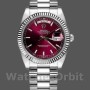 Replique Rolex Day-Date 36mm Femmes-118239-Cherry Cadran Rouge-Cerise Lunette Cannelée Cerise