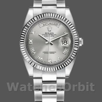 Replique Rolex Day-Date 36mm Unisex-118239-Rhodium Cadran romain Rhodium