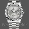 Replique Rolex Day-Date 36mm Unisex-118239-Rhodium Cadran romain-Or blanc Rhodium