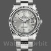 Replique Rolex Day-Date 36mm Unisex-118239-Argent Cadran diamant Lunette cannelée Argenté