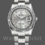 Replique Rolex Day-Date 36mm Unisex-118239-Argent Cadran diamant Lunette cannelée Argenté