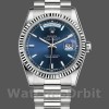 Replique Rolex Day-Date 36mm Unisex-118239-Or blanc-Cadran bleu Unisexe