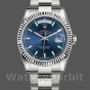 Replique Rolex Day-Date 36mm Unisex-118239-Or blanc Cadran bleu Lunette cannelée Bleu