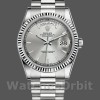 Replique Rolex Day-Date 36mm Unisex-118239-Or blanc Cadran argenté Lunette cannelée Argenté