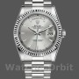 Replique Rolex Day-Date 36mm Unisex-118239-Or blanc Cadran argenté Lunette cannelée Argenté