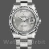 Replique Rolex Day-Date 36mm Unisex-118239-Or blanc-Argent Cadran chiffres romains Argent