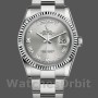 Replique Rolex Day-Date 36mm Unisex-118239-Or blanc-Argent Cadran chiffres romains Argent