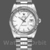 Replique Rolex Day-Date 36mm Unisex-118239-Or blanc Cadran blanc Lunette cannelée Blanc