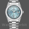 Replique Rolex Day-Date 36mm Unisex-118296-Platinum-Ice Blue Dial-Diamond Ice Blue