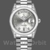 Replique Rolex Day-Date 36mm Unisex-118296-Platinum-Silver Dial-Diamond Silver