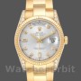 Replique Rolex Day-Date 36mm Unisex-118338-Or jaune-argent Cadran diamant Argent