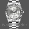 Replique Rolex Day-Date 36mm Unisex-118339-Or blanc Cadran argenté Lunette cannelée Argenté