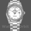 Replique Rolex Day-Date 36mm Unisex-118339-Or blanc Cadran blanc Lunette cannelée blanc<br />