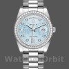 Replique Rolex Day-Date 36mm Unisex-118346-Cadran bleu à diamants-Platinum Ice Blue