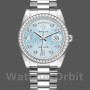 Replique Rolex Day-Date 36mm Unisex-118346-Cadran bleu à diamants-Platinum Ice Blue