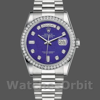 Replique Rolex Day-Date 36mm Unisex-118346-Lapis Lazuli Cadran Bleu Bleu unisexe