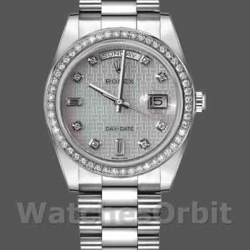 Replique Rolex Day-Date 36mm Unisex-118346-Oxford Motif Diamant Cadran Météorite<br />