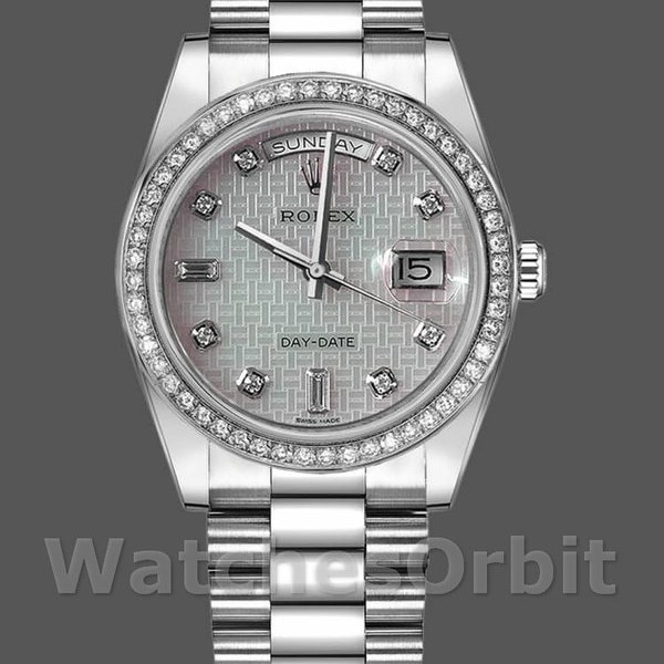 Replique Rolex Day-Date 36mm Unisex-118346-Oxford Motif Diamant Cadran Météorite<br />