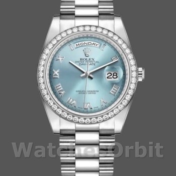 Replique Rolex Day-Date 36mm Unisex-118346-Roman-Ice Blue Dial Ice Blue