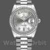 Replique Rolex Day-Date 36mm Unisex-118346-Cadran argenté-Diamant argenté