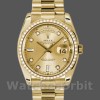 Replique Hommes Rolex Day-Date 36mm Unisex-118348-Champagne Cadran Diamant-Or jaune Champagne