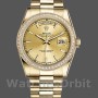 Replique Rolex Day-Date 36mm Unisex-118348-Champagne Cadran Index-Or jaune Champagne