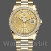 Replique Rolex Day-Date 36mm Unisex-118348-Champagne Jubilee Cadran Diamant-Or jaune Champagne