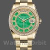 Replique Rolex Day-Date 36mm Unisex-118348-Cadran vert-Or jaune Vert