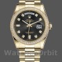 Replique Rolex Day-Date 36mm Unisex-118348-Or jaune Cadran noir diamant Noir<br />