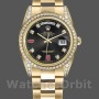 Replique Rolex Day-Date 36mm Unisex-118388-Noir Cadran Diamants-Rubis Noirs