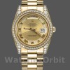 Replique Rolex Day-Date 36mm Unisex-118388-Champagne Cadran Diamant-Or jaune Champagne