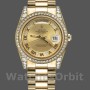 Replique Rolex Day-Date 36mm Unisex-118388-Champagne Cadran Diamant-Or jaune Champagne