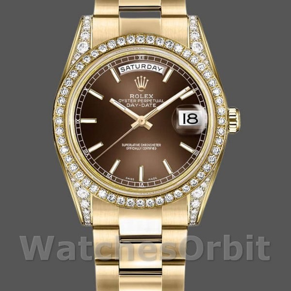 Replique Rolex Day-Date 36mm Unisex-118388-Cadran brun chocolat Brun chocolat <br />