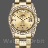 Replique Rolex Day-Date 36mm Unisexe-118388-Couronne diamantée-Cadran champagne unisexe