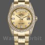 Replique Rolex Day-Date 36mm Unisexe-118388-Couronne diamantée-Cadran champagne unisexe