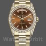 Replique Rolex Day-Date 36mm Unisex-118388-Couronne diamantée-Cadran brun chocolat brun unisexe <br />