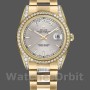 Replique Rolex Day-Date 36mm Unisex-118388-Monture en diamant-Cadran index argenté Argenté