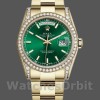 Replique Rolex Day-Date 36mm Unisex-118388-Diamond Dezel-Green Index Dial Vert