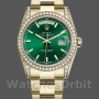 Replique Rolex Day-Date 36mm Unisex-118388-Diamond Dezel-Green Index Dial Vert