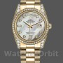 Replique Rolex Day-Date 36mm Unisex-118388-White Mother-Of-Pearl-Diamond Dial MOP unisexe